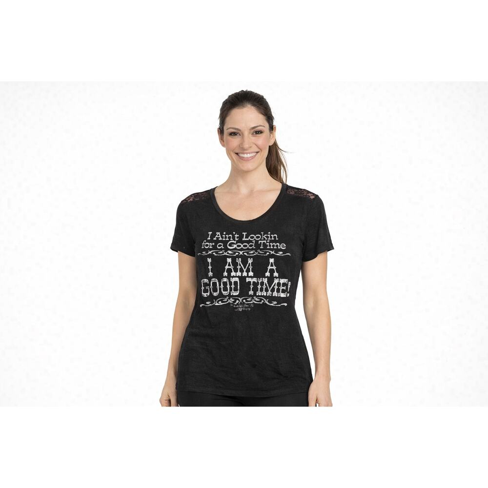 I Ain’t Lookin For a Good Time Graphic T Shirt Black Burnout Tee Size L